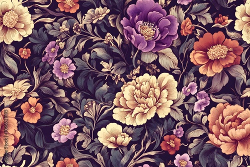 Victorian floral filigree pattern