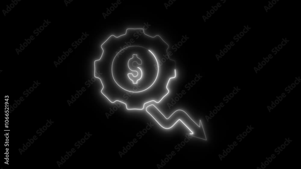 Glowing Cog Wheel Icon and Symbol in HD Video Neon Animation on Black Background Glowing Cog Wheel Icon and Symbol in HD Video Neon Animation on Black Background