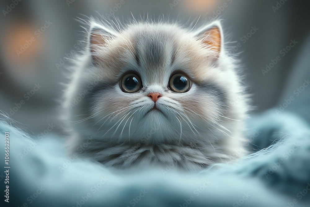 An adorable fluffy kitten with big eyes An adorable fluffy kitten with big eyes