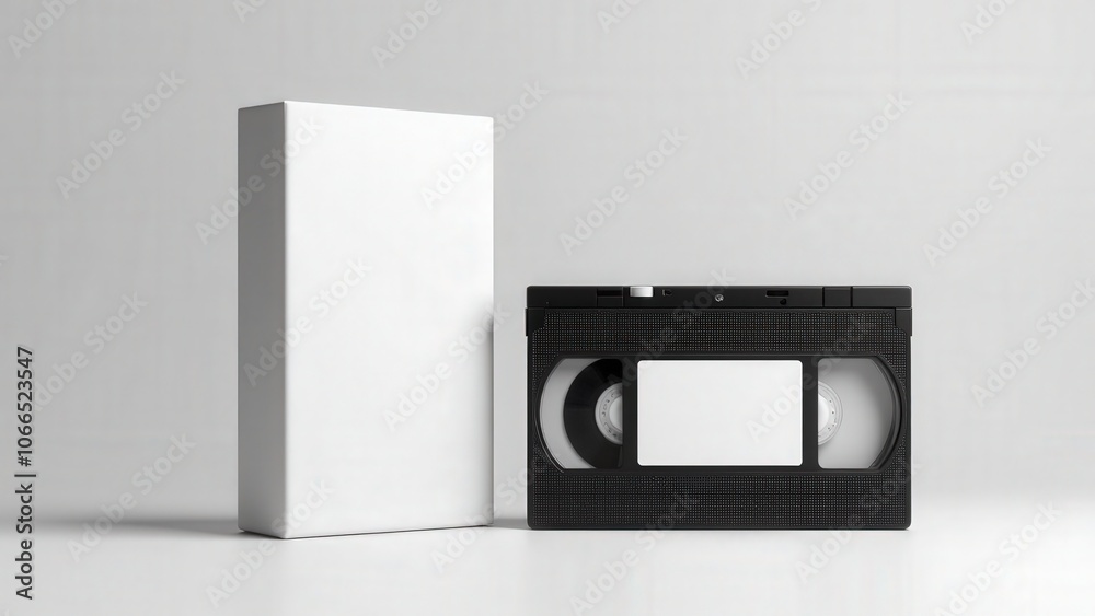 Nostalgic hand VHS mockup 3D with a blank white case, ideal for vintage-style branding.