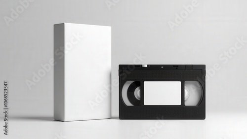 Obraz na płótnie Nostalgic hand VHS mockup 3D with a blank white case, ideal for vintage-style branding. w salonie