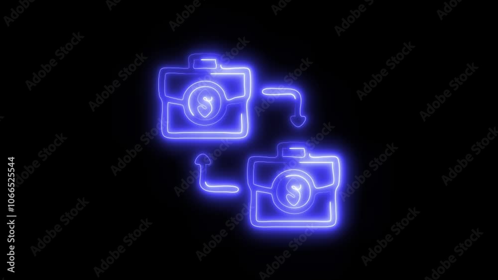 Glowing Connection Icon and Symbol in HD Video Neon Animation on Black Background Glowing Connection Icon and Symbol in HD Video Neon Animation on Black Background