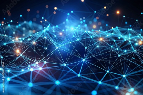 a blue background with a network of dots and dots
