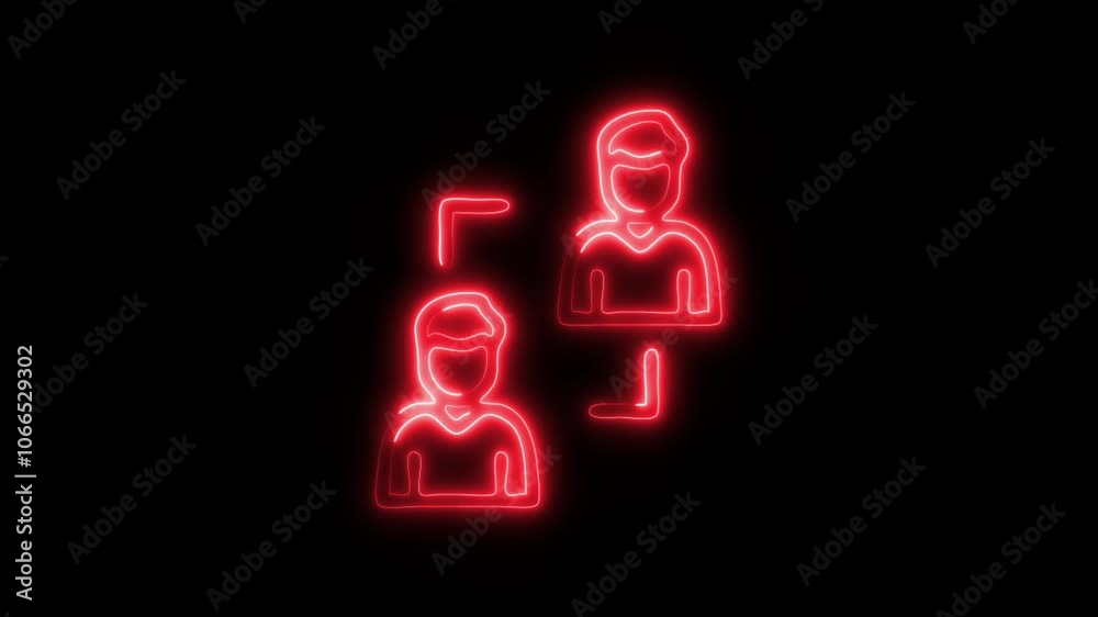 Glowing Coordination Icon and Symbol in HD Video Neon Animation on Black Background