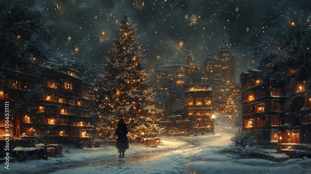 A Christmas social media design centered around books, accompanied by festive decorations and a warm atmosphere. The elements include snowflakes, candles, and a warm winter atmosphere.