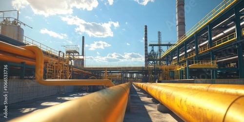 Visualization in the industrial sector showcasing steel pipes prominently highlights their significance and utility in various applications within this field. photo