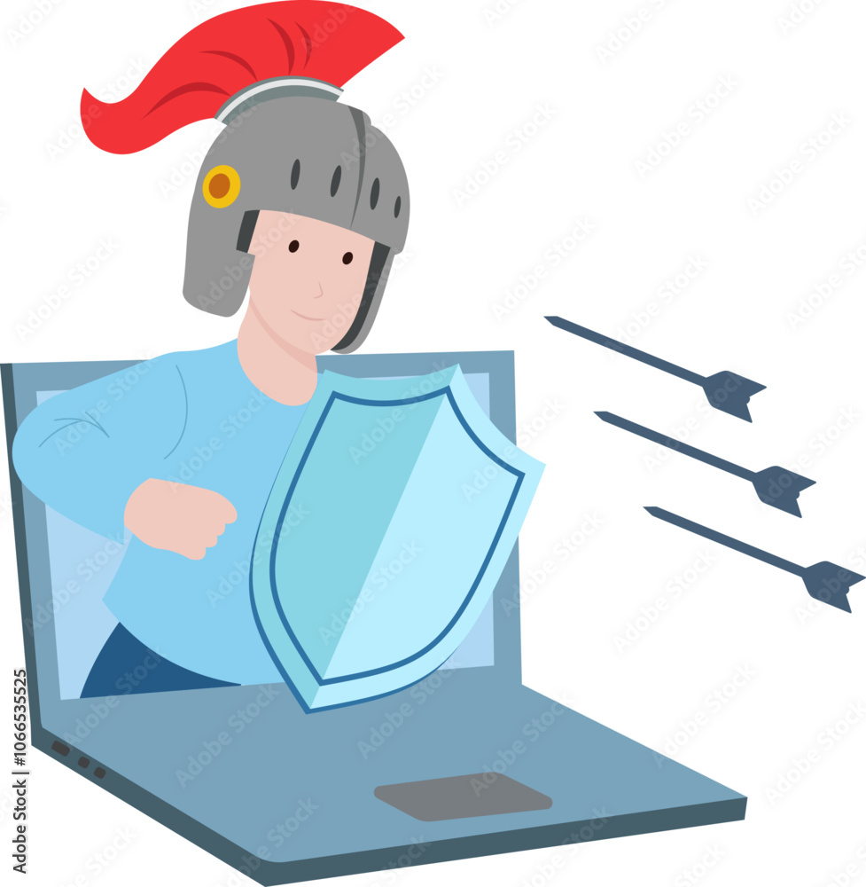 Fototapeta premium Internet Security Guard, Virtual Protection, Protecting Your Data, Digital Defender, Cyber Security. The concept of this illustration is internet security or cybersecurity.