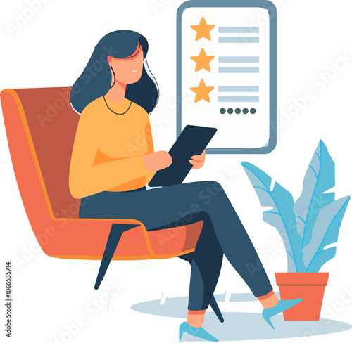 Flat customer loyalty illustration, customer participating in a loyalty survey