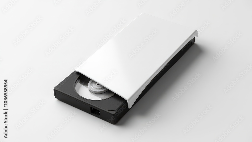 Nostalgic clamshell VHS mockup with white sleeve and label area, ready for custom artwork. Nostalgic clamshell VHS mockup with white sleeve and label area, ready for custom artwork.