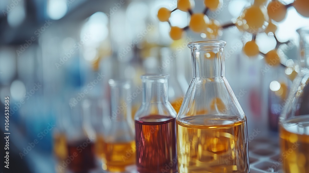 Close-up of Chemical Glassware in a Laboratory Setting: Scientific Research and Experimentation Close-up of Chemical Glassware in a Laboratory Setting: Scientific Research and Experimentation