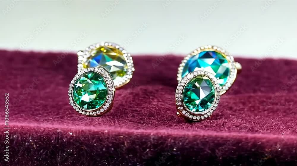 A collection of colorful gemstone rings displayed on a plush velvet surface. A collection of colorful gemstone rings displayed on a plush velvet surface.