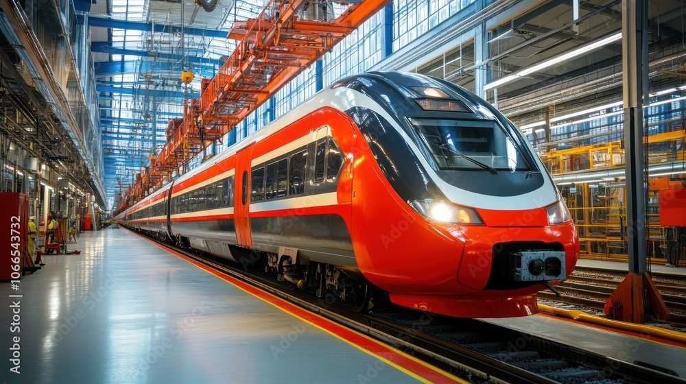 Fototapeta premium High-speed train repair facilities equipped with modern tools and skilled technicians