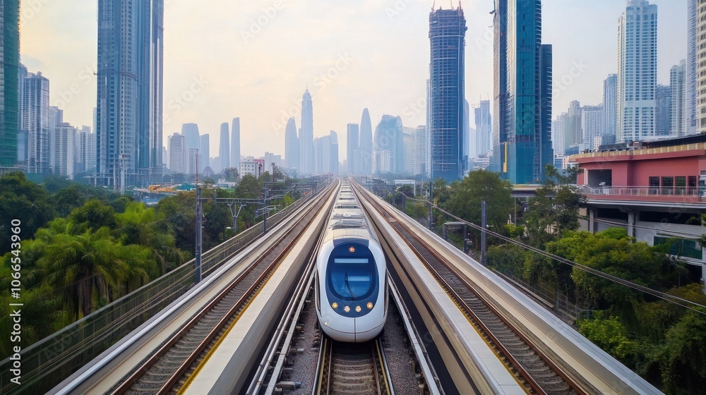 Fototapeta premium High-speed rail development connecting cities with fast, efficient public transport solutions