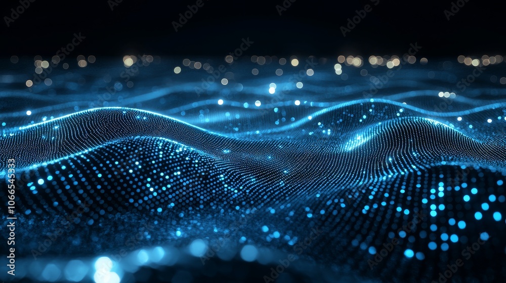 Abstract Waves of Light in Generative Art