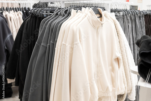 Casual Clothing Racks in Modern Apparel Store