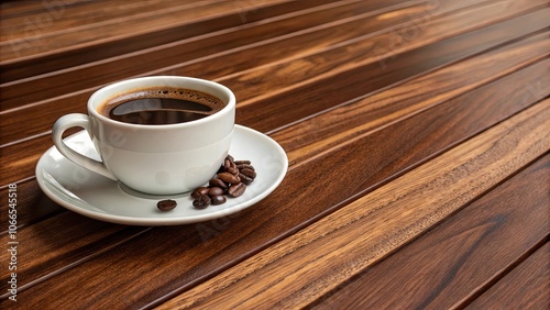 Smooth Coffee in White Cup on Wooden Table