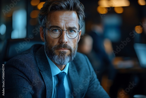 Confident Businessman Looking Directly at Camera, Serious