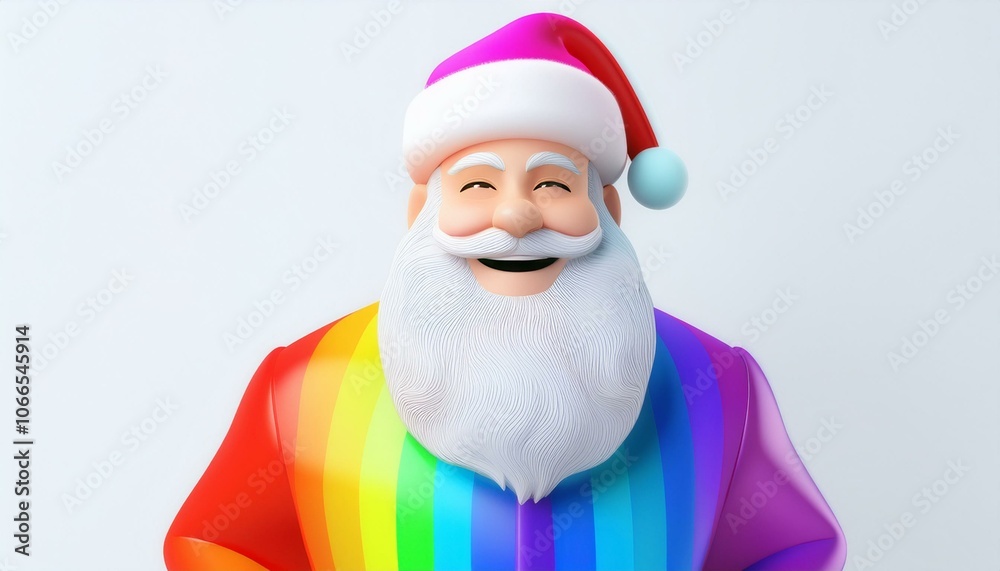 3D character Santa in a rainbow suit 3D character Santa in a rainbow suit