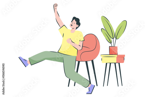 An Individual Reclines Back With A Content Expression, Showing Satisfaction.