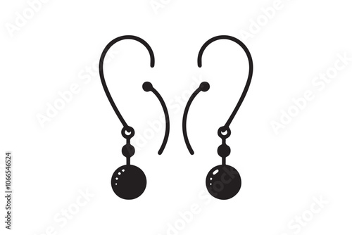 earrings vector silhouette isolated in white background