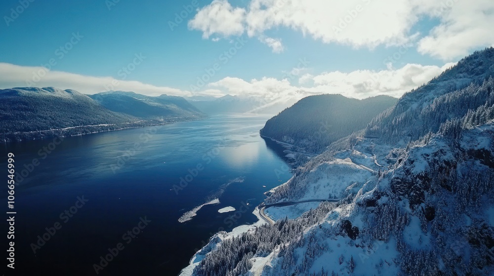 Savor breathtaking views of the Pacific Ocean from above as you travel the Sea to Sky Highway. Enjoy the splendor of a bright winter day in Howe Sound, which is tucked away between Squamish and Vancou Savor breathtaking views of the Pacific Ocean from above as you travel the Sea to Sky Highway. Enjoy the splendor of a bright winter day in Howe Sound, which is tucked away between Squamish and Vancou