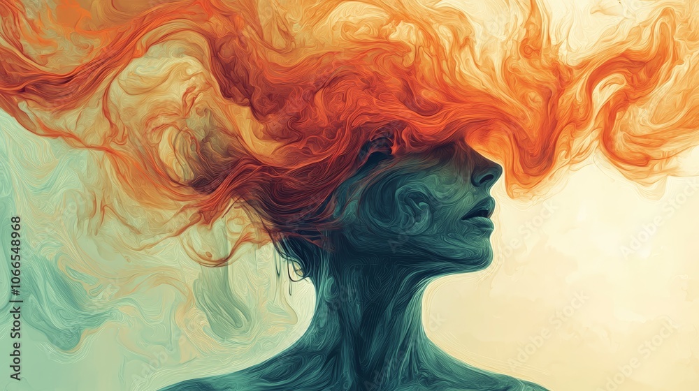 Ethereal Portrait of Swirling Thoughts and Emotions Ethereal Portrait of Swirling Thoughts and Emotions
