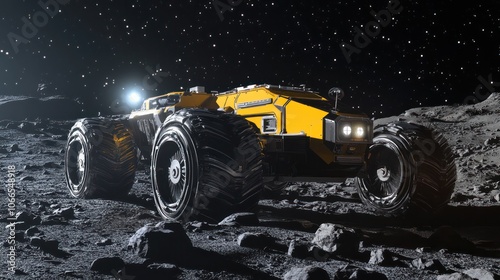 Ion-powered space mining robots extracting resources from asteroids with energy-efficient propulsion photo