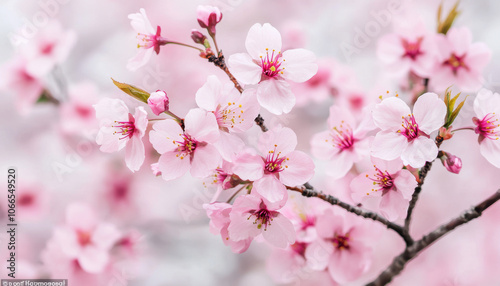 A beautiful close-up of delicate pink cherry blossom flowers, showcasing intricate petals and a soft, serene background, perfect for springtime aesthetics.