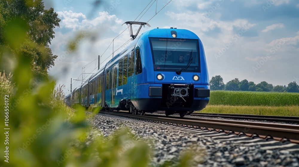 Fototapeta premium Hydrogen-powered train engines offering clean energy solutions for public transport systems