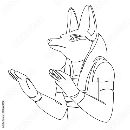 One continuous single drawing line art flat doodle anubis, god, ancient, egypt, art. Isolated image hand draw contour on a white background
