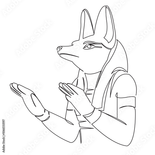 One continuous single drawing line art flat doodle anubis, god, ancient, egypt, art. Isolated image hand draw contour on a white background
