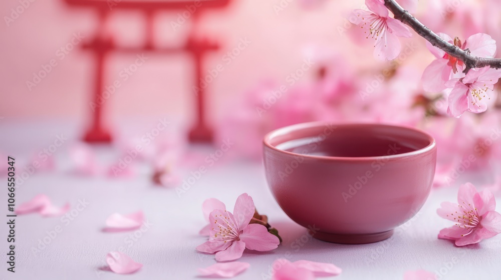 traditional Japanese elements, such as a tea ceremony, lanterns, or a torii gate, to enhance the cultural significance of sakura. traditional Japanese elements, such as a tea ceremony, lanterns, or a torii gate, to enhance the cultural significance of sakura.