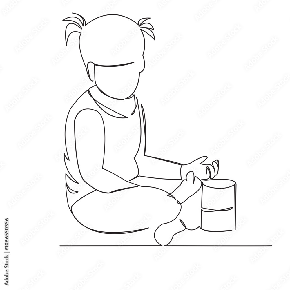 One continuous single drawing line art flat doodle milk, glass, girl, drink, healthy, nutrition. Isolated image hand draw contour on a white background
