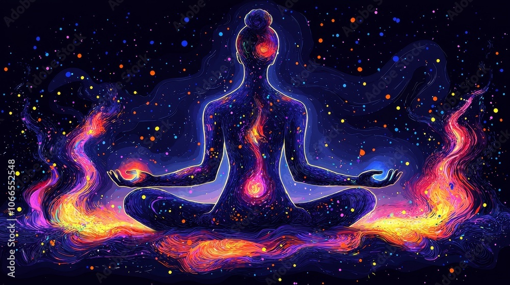 Vibrant Illustration of Mental Wellness Meditation Vibrant Illustration of Mental Wellness Meditation
