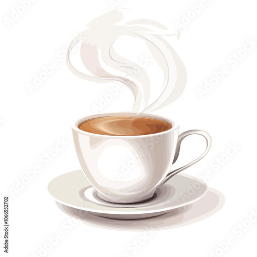 Cup of coffee with steam on a white background. Vector illustration