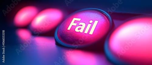 a pink button labeled “Fail” set against a gradient background. pink “Fail” button on gradient background