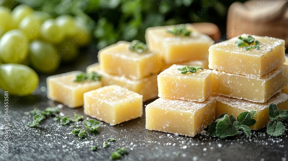 Delicious Thin Slices of Cheese on a Display Table Delicious Thin Slices of Cheese on a Display Table