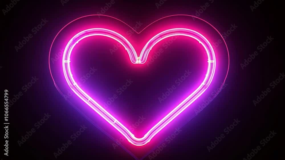 Neon Heart: A glowing neon heart, a symbol of love, passion, and romance, set against a dark background. The vibrant pink and purple hues create a captivating and dreamy atmosphere. Neon Heart: A glowing neon heart, a symbol of love, passion, and romance, set against a dark background. The vibrant pink and purple hues create a captivating and dreamy atmosphere.