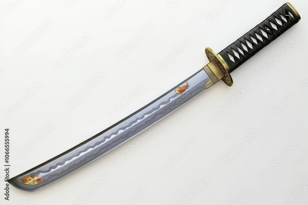 A beautifully crafted katana showcasing its intricate design and sharp blade, perfect for collectors and enthusiasts. A beautifully crafted katana showcasing its intricate design and sharp blade, perfect for collectors and enthusiasts.