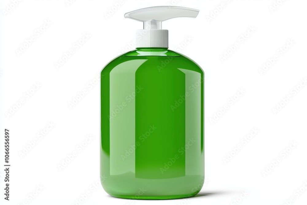 Hand sanitizer bottle with pump isolated on white 3D illustration, isolated on white background Hand sanitizer bottle with pump isolated on white 3D illustration, isolated on white background