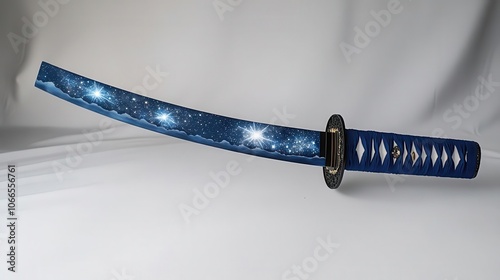 A stunning blue sword with a galaxy design, perfect for showcasing art, fantasy themes, or martial arts elegance.