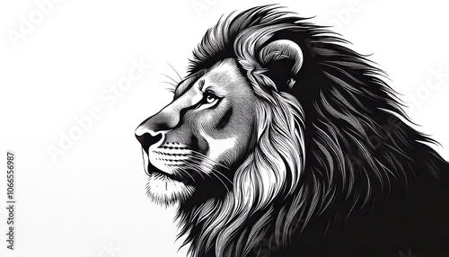 lion minimalist and simple silhouette - monocrome vector illustration-white & Transparent background. Generative Ai photo