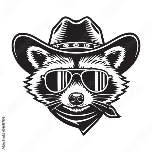 Cute Racoon isolated Clipart Design - Funny Raccoon Vector illustration
