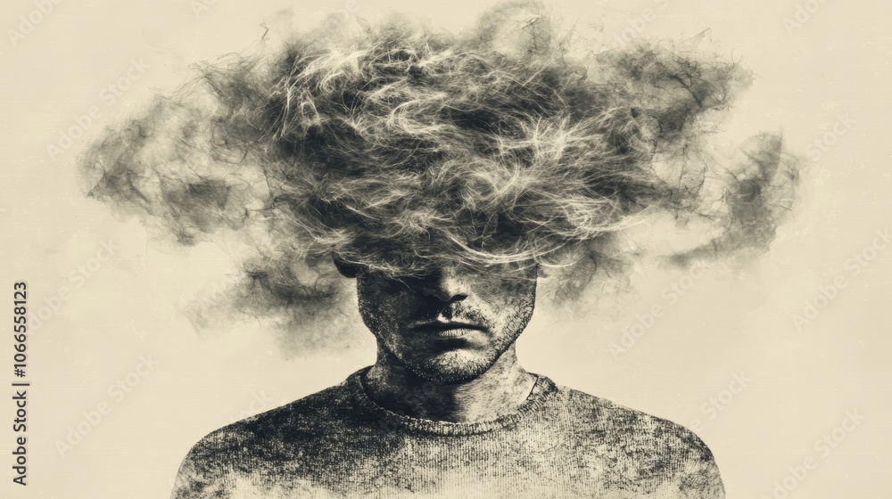 Swirling Thoughts in Portrait of Contemplation Swirling Thoughts in Portrait of Contemplation