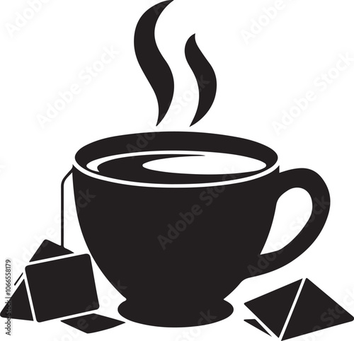 tea cup icon silhouette vector flat design