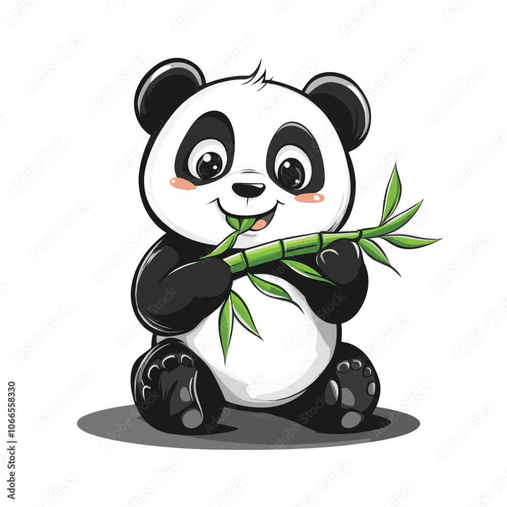 Fototapeta premium panda is eatting leaf