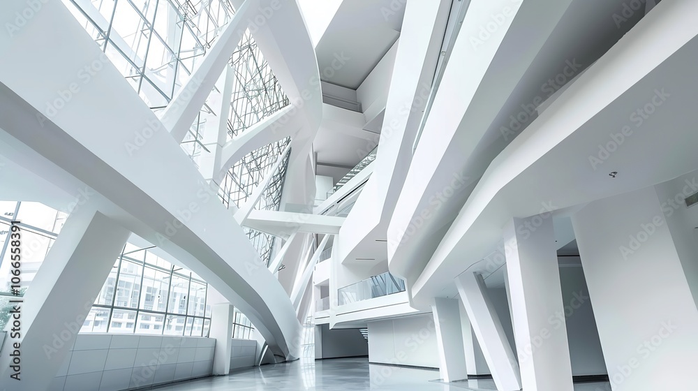 White Abstract Geometric Architecture - a captivating and modern indoor scene. The geometric shapes create an engaging and stylish atmosphere. White Abstract Geometric Architecture - a captivating and modern indoor scene. The geometric shapes create an engaging and stylish atmosphere.