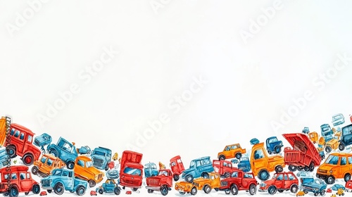 Colorful Road Scene with Various Kids' Vehicles