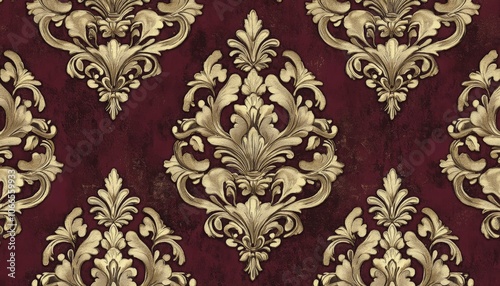 Ornate Gold and Burgundy Pattern.