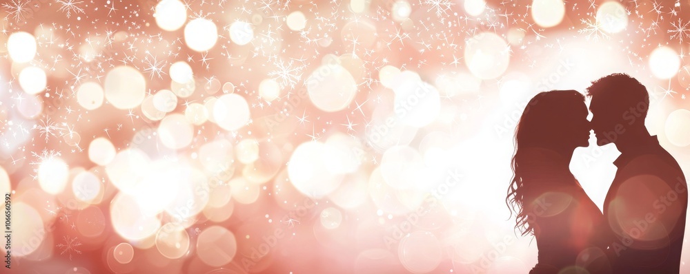 A romantic silhouette of a couple kissing against a backdrop of soft, glowing lights, evoking love and intimacy. A romantic silhouette of a couple kissing against a backdrop of soft, glowing lights, evoking love and intimacy.